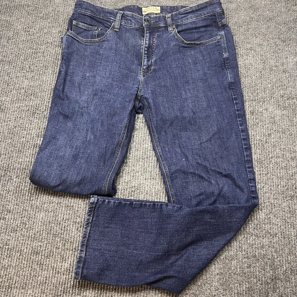 Orvis Canvas Pants Men 35x30 Blue Jeans 5 Pocket Straight Leg Cotton Stretch